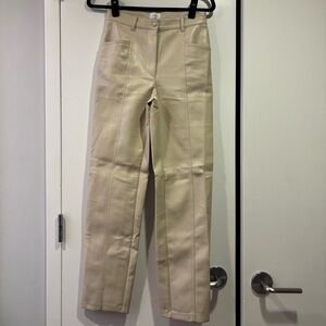 Wilfred Cream Faux Leather High-Rise Straight Pants